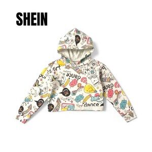 098 SHEIN Kids Graphic Cropped Hoodie